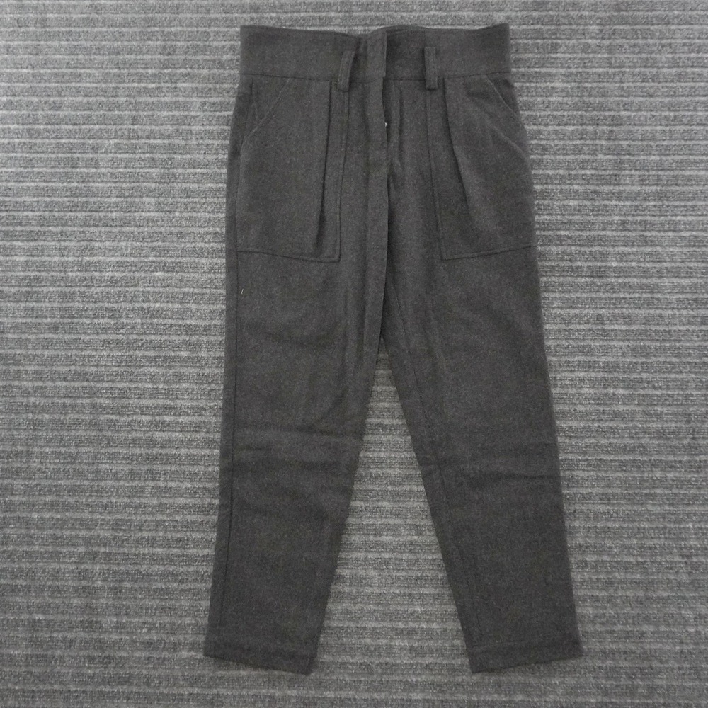 Burberry Brit Trousers Womens 6 Grey Wool Blend High Waist Tapered Pants